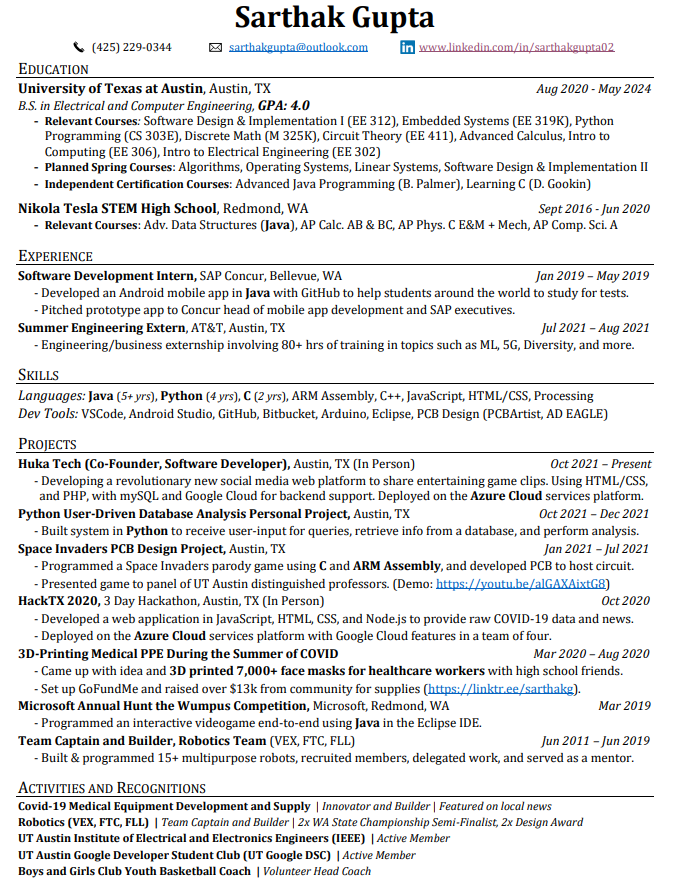 Sarthak Gupta Resume